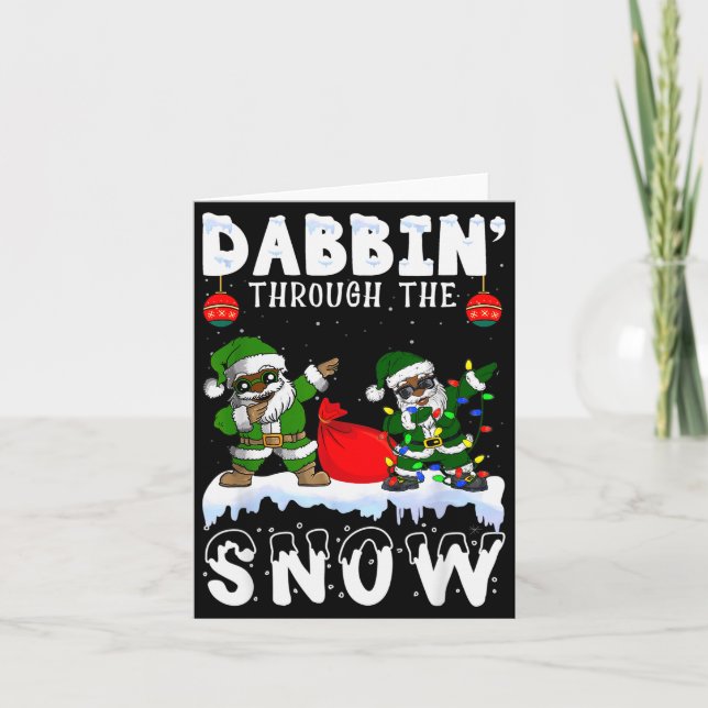 Black African American Santa Claus Dabbing Christm Card (Front)
