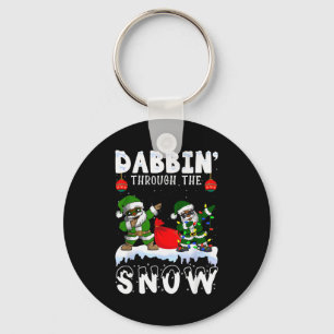 Black African American Santa Claus Dabbing Christm Key Ring