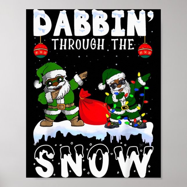 Black African American Santa Claus Dabbing Christm Poster (Front)