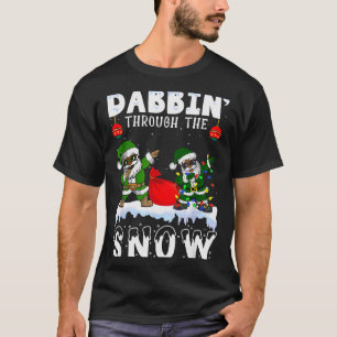 Black African American Santa Claus Dabbing Christm T-Shirt