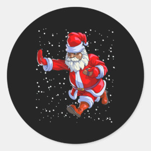 Black African American Santa Claus Football Afro C Classic Round Sticker