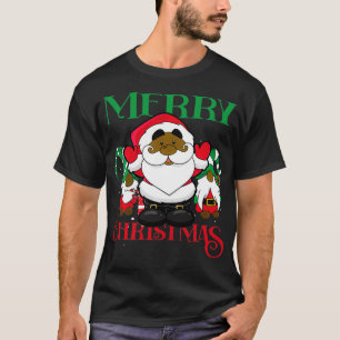 Black African American Santa Claus Gnome Christmas T-Shirt