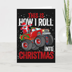 Black African American Santa Claus Monster Truck C Card