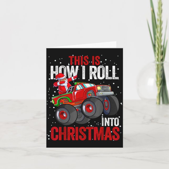 Black African American Santa Claus Monster Truck C Card (Front)