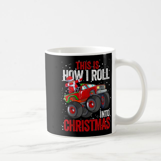 Black African American Santa Claus Monster Truck C Coffee Mug (Right)