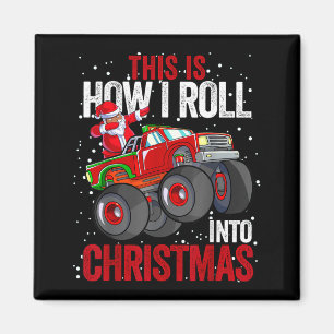 Black African American Santa Claus Monster Truck C Magnet