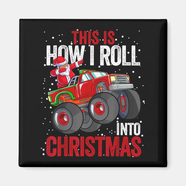 Black African American Santa Claus Monster Truck C Magnet (Front)