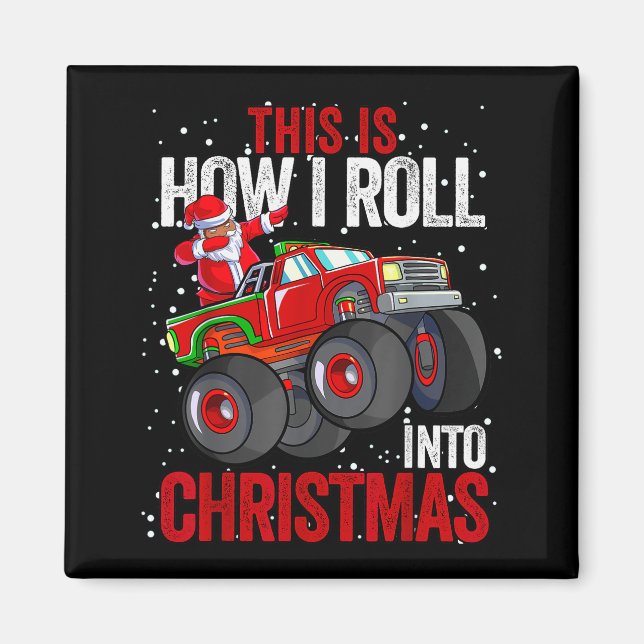 Black African American Santa Claus Monster Truck C Magnet (Front)