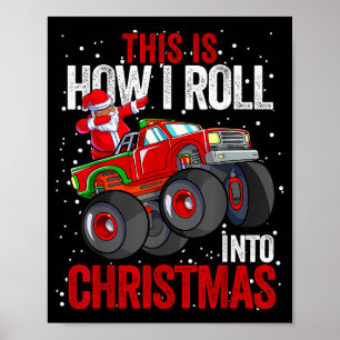 Black African American Santa Claus Monster Truck C Poster