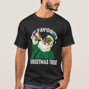 Black African American Santa Claus Weed Christmas  T-Shirt
