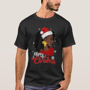 Black African American Santa Hat Christmas Black G T-Shirt