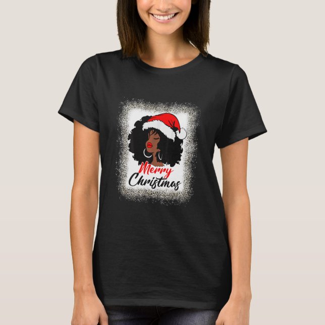 Black African American Santa Xmas T-Shirt (Front)