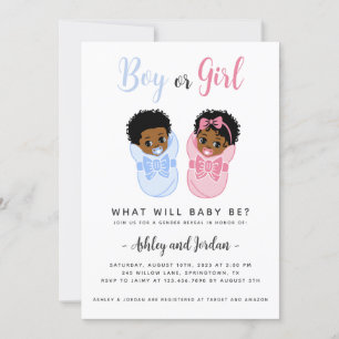 Black African American Wrapped Baby Gender Reveal  Invitation
