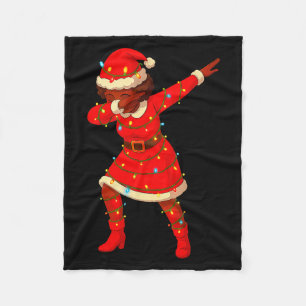 Black African Girl American Melanin Christmas Mrs  Fleece Blanket