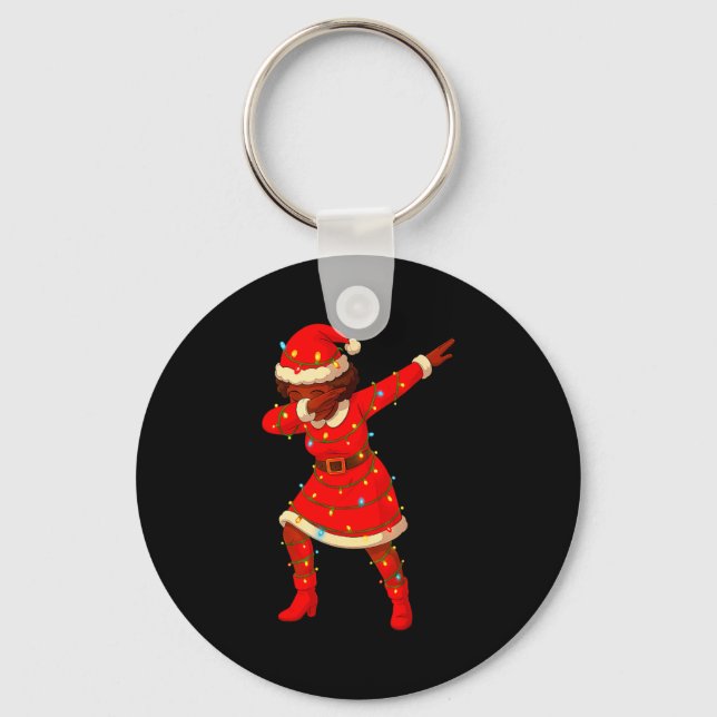 Black African Girl American Melanin Christmas Mrs  Key Ring (Front)