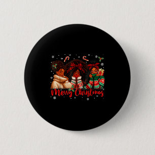 Black African Girl American Melanin Christmas Sant 6 Cm Round Badge