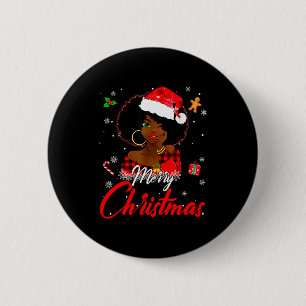 Black African Girl American Melanin Christmas Sant 6 Cm Round Badge
