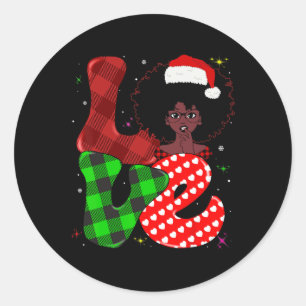 Black African Girl American Melanin Christmas Sant Classic Round Sticker