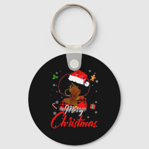 Black African Girl American Melanin Christmas Sant Key Ring