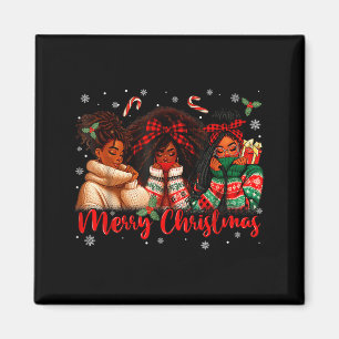 Black African Girl American Melanin Christmas Sant Magnet