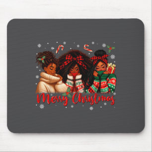 Black African Girl American Melanin Christmas Sant Mouse Mat