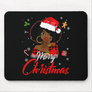 Black African Girl American Melanin Christmas Sant Mouse Mat
