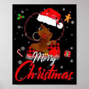 Black African Girl American Melanin Christmas Sant Poster