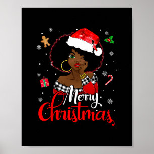 black african girl american melanin christmas sant poster