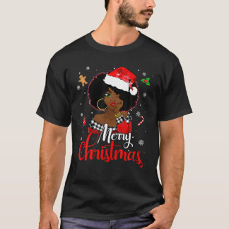 Black African Girl American Melanin Christmas Sant T-Shirt