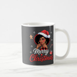 Black African Girl American Merry Christmas Santa Coffee Mug