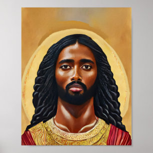 Black African Jesus Christ Religious Art Poster
