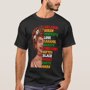 Black African Queen Words Girl Afro Natural Hair M T-Shirt