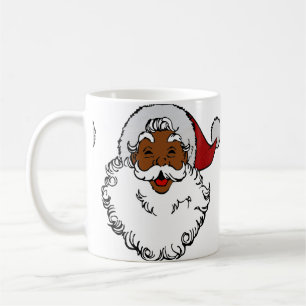 black african santa claus christmas coffee mug