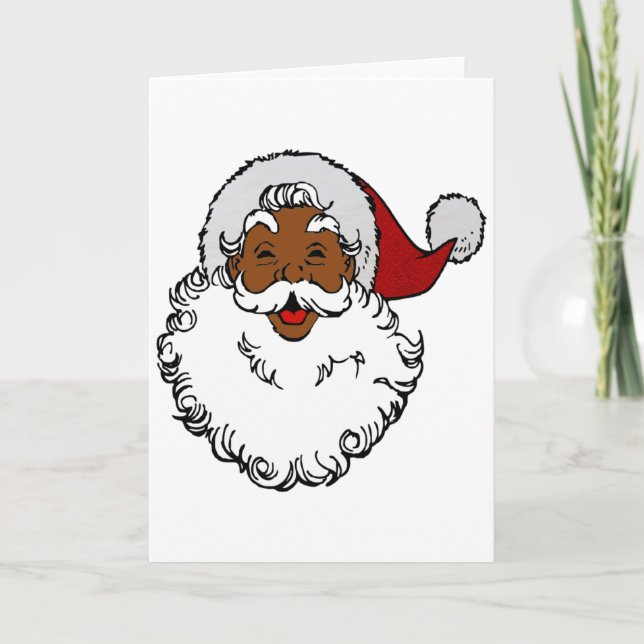 black african santa claus christmas invitation (Front)