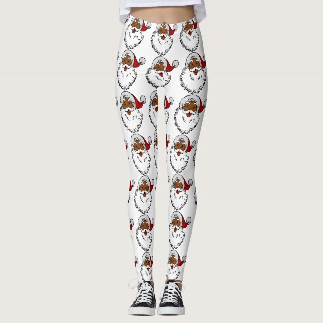 black african santa claus christmas leggings (Front)