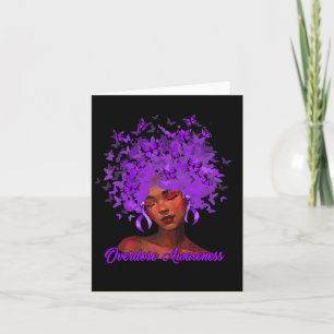 Black African Woman Afro Purple Ribbon Overdose Aw Card
