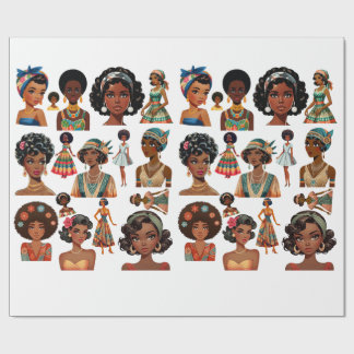Black African Woman Fashion art 20s to 70s Eras Wrapping Paper