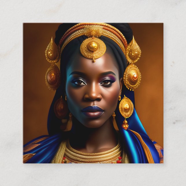 Black African Woman Square Business Card (Front)