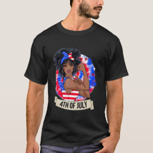 Black African Women 4th Of July Tie Dye Black Girl T-Shirt