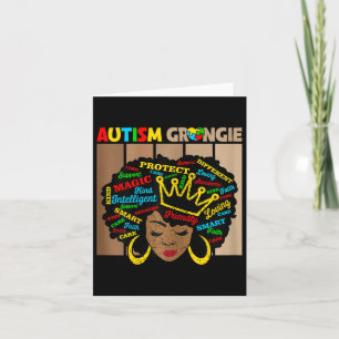 Black Afro African American Autism Grangie Awarene Card