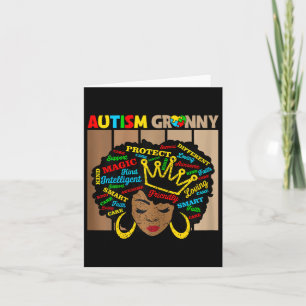 Black Afro African American Autism Granny Awarenes Card