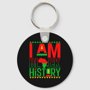 Black Afro African American I Am Black History Mon Key Ring