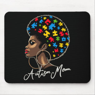 Black Afro American Autism Awareness Mum Mouse Mat