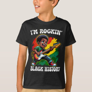 Black Afro Boy I'm Rockin' Black History Month Gui T-Shirt