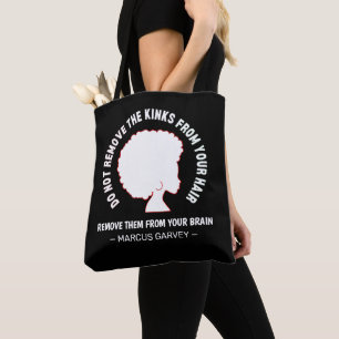 BLACK AFRO HAIR Inspirational Marcus Garvey Quote Tote Bag