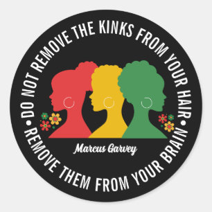 BLACK AFRO HAIR Inspirational Quote Classic Round Sticker