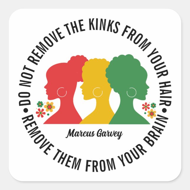 BLACK AFRO HAIR Inspirational Quote Square Sticker (Front)