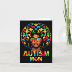 Black Afro Mum American Autism Awareness Card