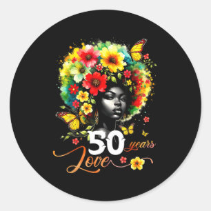 Black Afro Queen 50 Years Love 50th Birthday Butte Classic Round Sticker