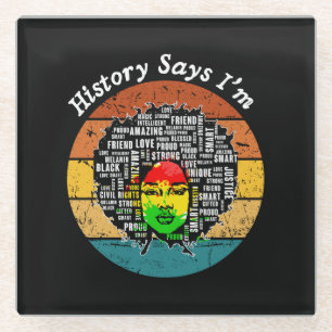 Black Afro Woman Melanin Girl Black History Month Glass Coaster